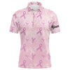 Maxcorners Golf Pink Ribbon Pattern Breast Cancer Awareness Customized Name 3D Polo Shirt Unisex