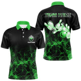 Maxcorners Personalized Men's bowling shirts Green lightning Bowling Ball Pins bowling jerseys for Bowler LM1109