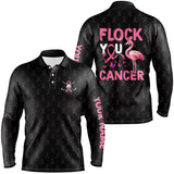 Maxcorners Black camo pink ribbons Mens Golf Polo Shirts custom Flamingo Flock you breast cancer golf shirts