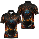Maxcorners Personalized Orange Flame Thunder Lightning Cobra Snake Bowling Shirt For Men, Bowling Team Jerseys LM1109