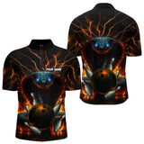 Maxcorners Personalized Orange Flame Thunder Lightning Cobra Snake Bowling Shirt For Men, Bowling Team Jerseys LM1109
