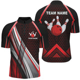 Maxcorners Black And Red  Bowling Jersey Customized Name, Team Name 3D Shirt