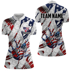 Maxcorners American Flag White Bowling Camo Mens And Women Bowling Shirts Custom Patriotic Bowling Team League Jerseys