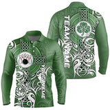 Maxcorners Green Irish Tribal Cross St Patrick'S Day Mens And Women Bowling Shirts Custom Lucky Bowling Team Jerseys