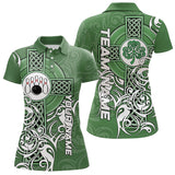 Maxcorners Green Irish Tribal Cross St Patrick'S Day Mens And Women Bowling Shirts Custom Lucky Bowling Team Jerseys