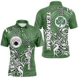 Maxcorners Green Irish Tribal Cross St Patrick'S Day Mens And Women Bowling Shirts Custom Lucky Bowling Team Jerseys