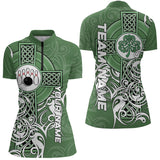Maxcorners Green Irish Tribal Cross St Patrick'S Day Mens And Women Bowling Shirts Custom Lucky Bowling Team Jerseys