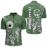 Maxcorners Green Irish Tribal Cross St Patrick'S Day Mens And Women Bowling Shirts Custom Lucky Bowling Team Jerseys