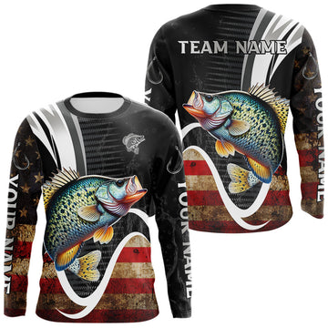 Maxcorners Personalized professional Crappie fishing shirts American Flag patriotic Crappie fishing jerseys LM1501