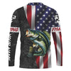 Maxcorners Personalized Bass Fishing Jerseys, Custom American flag Bass fishing Long sleeve, Long Sleeve Hooded LM0501