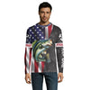 Maxcorners Personalized Bass Fishing Jerseys, Custom American flag Bass fishing Long sleeve, Long Sleeve Hooded LM0501