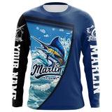 Maxcorners Marlin Fishing Blue UV Protection Long sleeve Fishing shirts Custom Marlin Fishing apparel LM2408