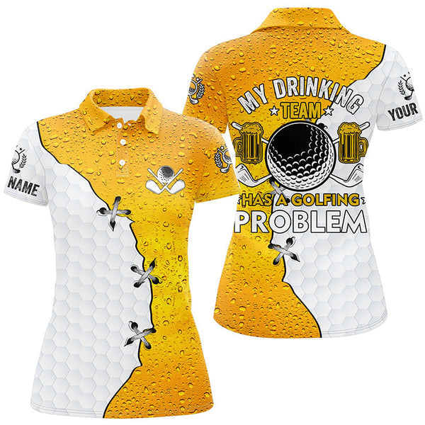 Maxcorners Women Golf Polo Shirt Custom My Drinking Team Has A Golfing Problem