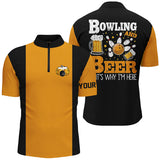 Maxcorners Bowling Black And Yellow Retro Beer That'S Why I'M Here Customized Name 3D Polo Shirt