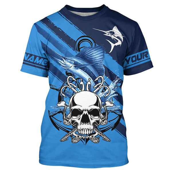 Maxcorners Personalized Sailfish Fish reaper Saltwater blue sea UV Long Sleeve Performance Fishing Shirts MT2108