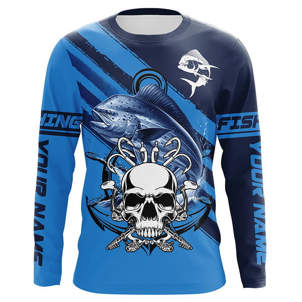 Maxcorners Personalized Mahi mahi Fish reaper Saltwater blue sea UV Long Sleeve Performance Fishing Shirts MT2108