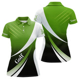 Maxcorners Mens golf polo shirts custom name green and white golf shirt, tournament golf tops for mens LM1307
