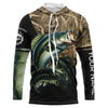 Maxcorners Bass fishing green scales camo Custom name bass Long sleeve fishing shirts, Long Sleeve Hooded LM0201