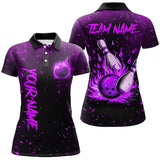 Maxcorners Purple Flame Bowling Jerseys Custom Bowling Polo, Quarter-Zip Shirt for Team, Gift for Bowler