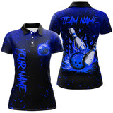 Maxcorners Blue Flame Bowling Jerseys Custom Bowling Polo, Quarter-Zip Shirt for Team, Gift for Bowler