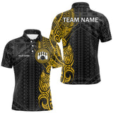Maxcorners Black and Yellow Tribal pattern Men Bowling Shirt Custom Bowling outfit men Team bowling jersey LM1109