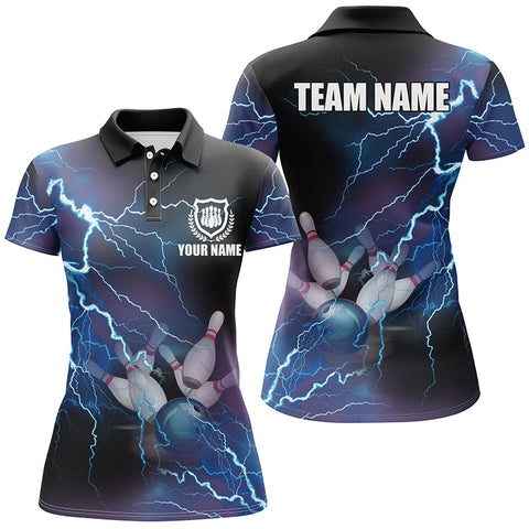 Maxcorners Blue Lightning Thunder Personalized All Over Printed Shirt For Women