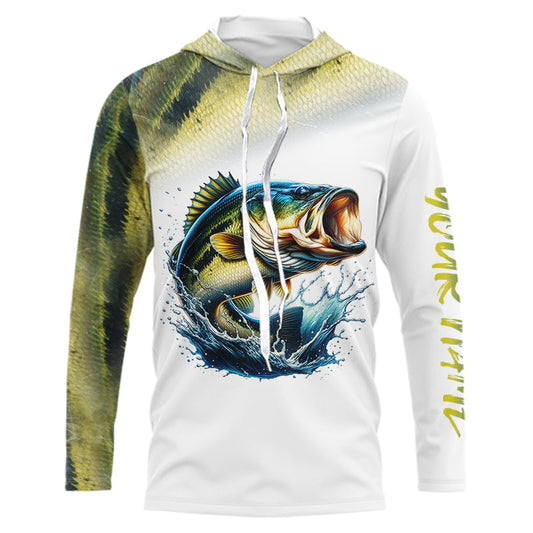 Maxcorners Bass Fishing Customize Name UV protection long sleeves fishing shirt for men LM0201