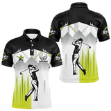 Maxcorners Black and White Men golf polo shirts Custom Golf top for men, personalized golf gifts | Green LM2206
