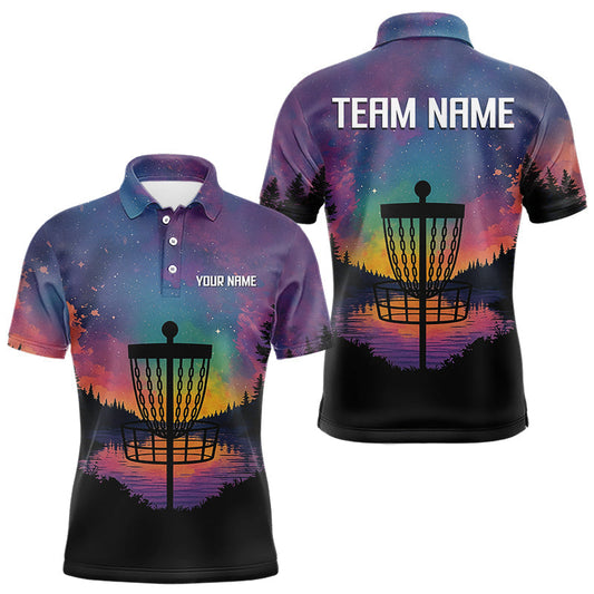 Maxcorners Colorful Disc golf polo shirts for Mens Custom Disc Golf basket attire for Team LM3006
