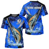 Maxcorners Blue Camo Marlin fishing custom saltwater Marlin sun protection long sleeve fishing shirts for Team LM0607