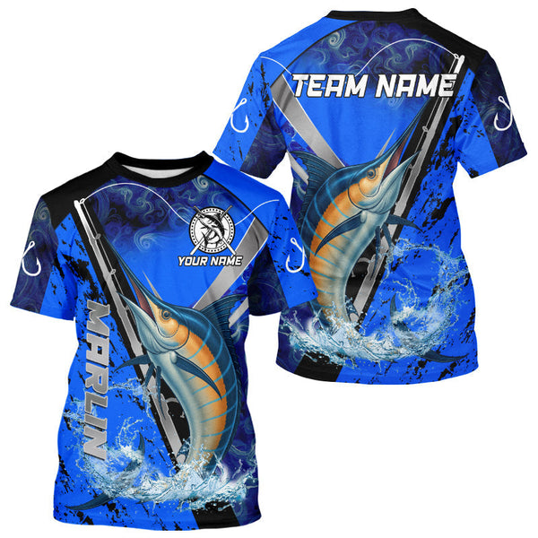 Maxcorners Blue Camo Marlin fishing custom saltwater Marlin sun protection long sleeve fishing shirts for Team LM2408
