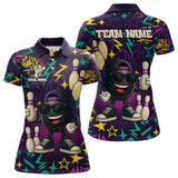 Maxcorners Funny Bowling shirts for Men custom purple graffiti pattern bowling team jerseys, gift for bowlers LM1307