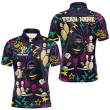 Maxcorners Funny Bowling shirts for Men custom purple graffiti pattern bowling team jerseys, gift for bowlers LM1307