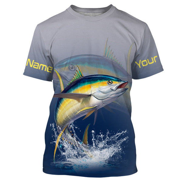 Maxcorners Tuna saltwater fishing personalized custom name performance long sleeve fishing shirts uv protection LM2408