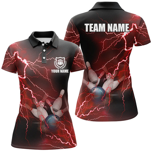 Maxcorners Bowling And Pins Multicolor Option Customized Name 3D Shirt For Women