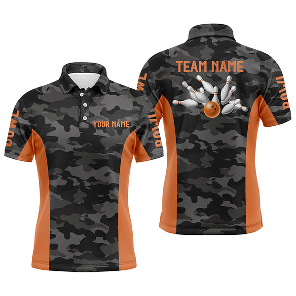 Maxcorners Gray Camo Bowling Customized Name And Team Name 3D Shirt