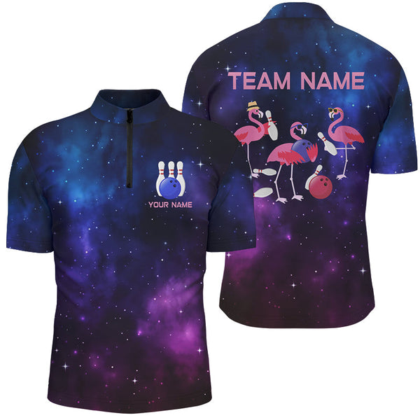 Maxcorners Funny Pink Flamingo Team Bowling Jersey Customized Name 3D Shirt