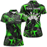 Maxcorners Black Green Camo Bowling Polo Shirt For Men, Personalized Bowling Team Shirts Jerseys