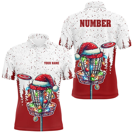 Maxcorners Grunge forest Christmas Disc Golf basket Mens disc golf polo shirts custom team disc golf apparel MT0510
