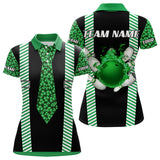 Maxcorners Personalized Green Shamrock Pattern Bowling Shirts For Men Custom St Patrick Day Bowling Team Jersey