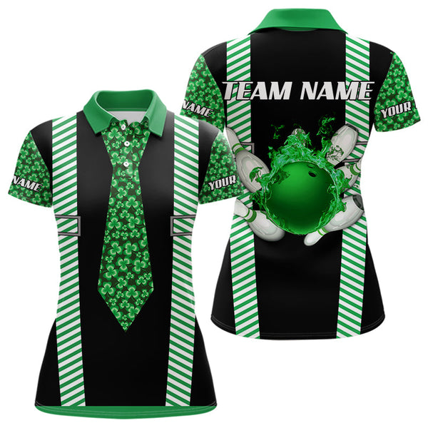 Maxcorners Personalized Green Shamrock Pattern Bowling Shirts For Men Custom St Patrick Day Bowling Team Jersey