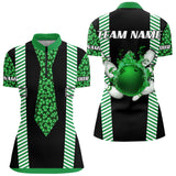 Maxcorners Personalized Green Shamrock Pattern Bowling Shirts For Men Custom St Patrick Day Bowling Team Jersey