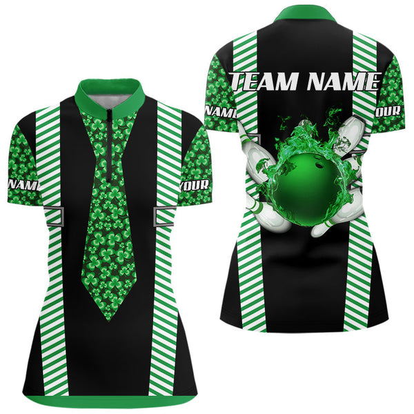 Maxcorners Personalized Green Shamrock Pattern Bowling Shirts For Men Custom St Patrick Day Bowling Team Jersey