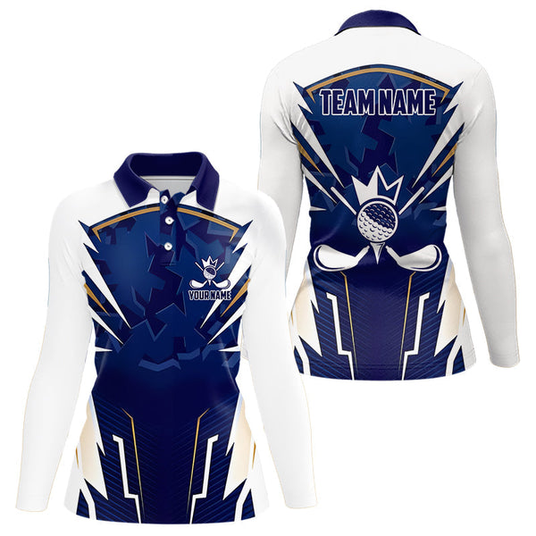 Maxcorners White and Blue Camo Custom Golf Polo Shirts For Men, mens golf outfit team golf shirts