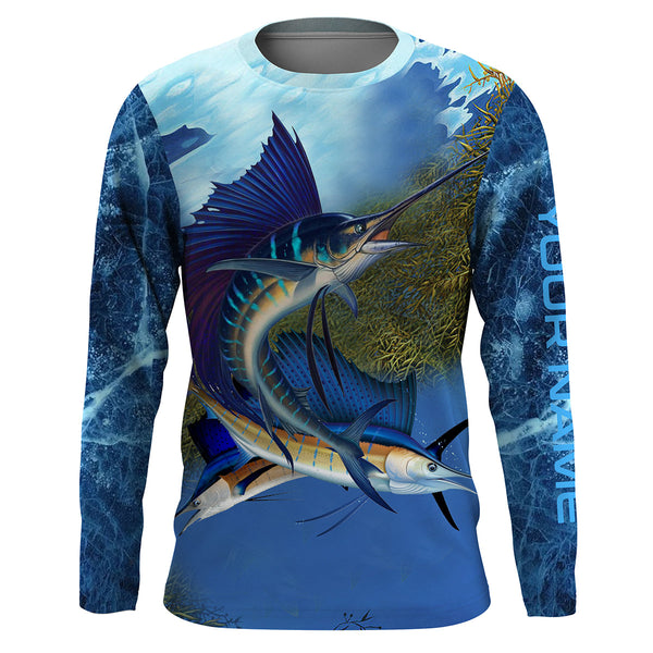 Maxcorners Sailfish fishing blue deep sea Custom UPF fishing Shirts jersey, custom fishing shirts with hood LM2408