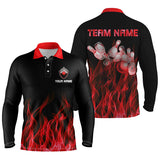 Maxcorners Red Flame Bowling Ball And Pins Customized Name And Team Name 3D Shirt