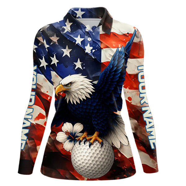 Maxcorners American Flag Eagle Mens golf polo shirts custom patriotic Eagle golf attire for men