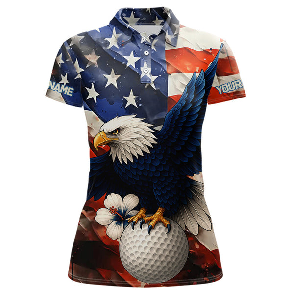 Maxcorners American Flag Eagle Mens golf polo shirts custom patriotic Eagle golf attire for men