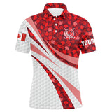 Maxcorners Golf Canada Flag Red Maple Leaves Customized Name 3D Polo Shirt Unisex