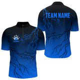Maxcorners Black and Blue gradient Lightning thunder storm Bowling shirts for Men Custom Bowling Team Jerseys MT2306